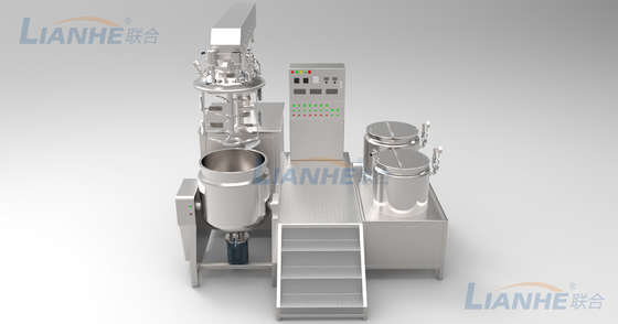 la chaîne de la production 300L cosmétique levage hydraulique nettoient à l'aspirateur le mélangeur de émulsification d'onguent de crème de mélangeur
