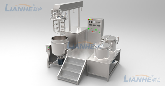 la chaîne de la production 300L cosmétique levage hydraulique nettoient à l'aspirateur le mélangeur de émulsification d'onguent de crème de mélangeur