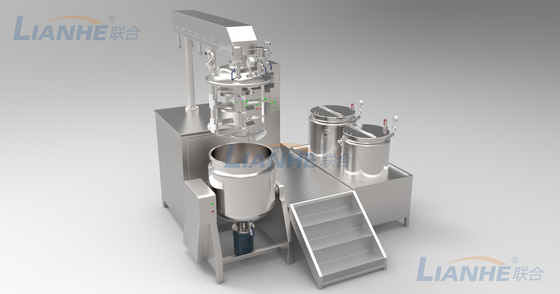 la chaîne de la production 300L cosmétique levage hydraulique nettoient à l'aspirateur le mélangeur de émulsification d'onguent de crème de mélangeur